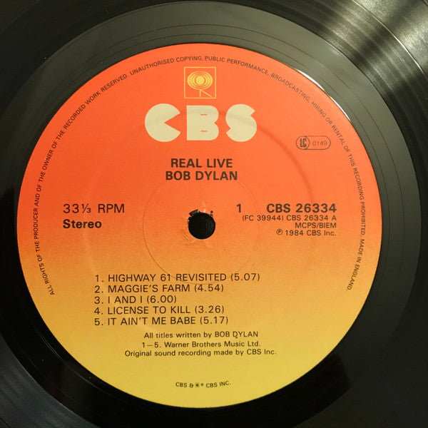 Bob Dylan : Real Live (LP, Album)
