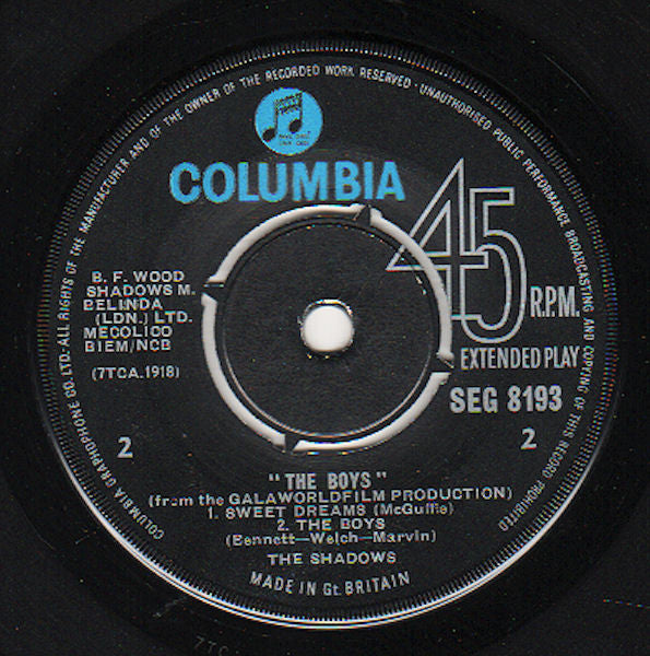 The Shadows : Theme Music From "The Boys" (7", EP, Mono)