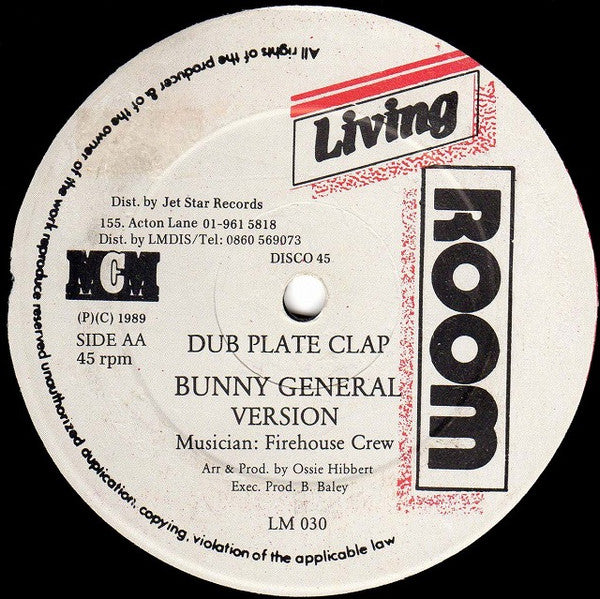 Wakeaman* / Bunny General : Dibi Dibi Sound / Dub Plate Clap (12")