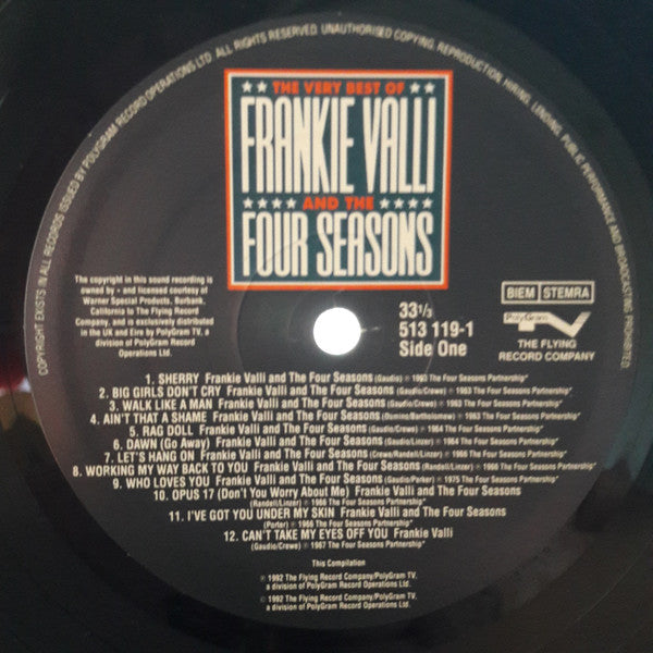 Frankie Valli And The Four Seasons : The Very Best Of Frankie Valli And The Four Seasons (LP, Comp)