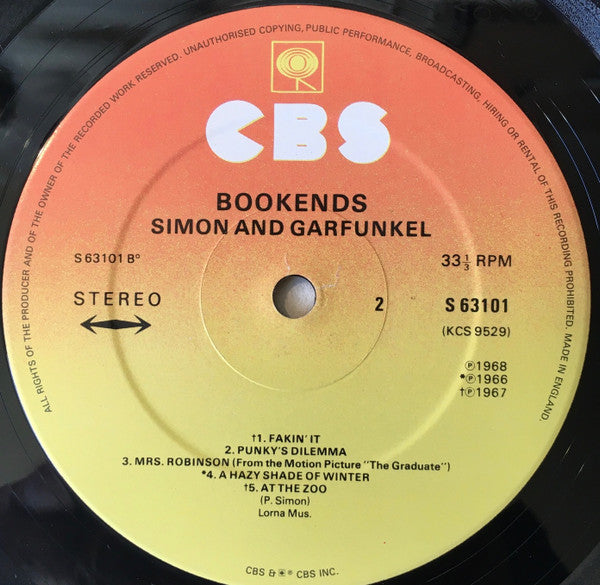 Simon & Garfunkel : Bookends (LP, Album, RE, Sun)