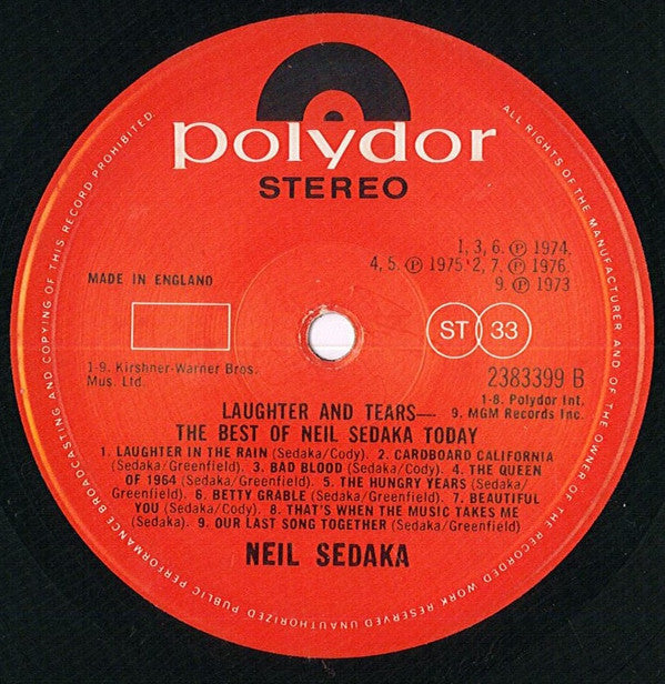 Neil Sedaka : Laughter And Tears (The Best Of Neil Sedaka Today.) (LP, Comp)