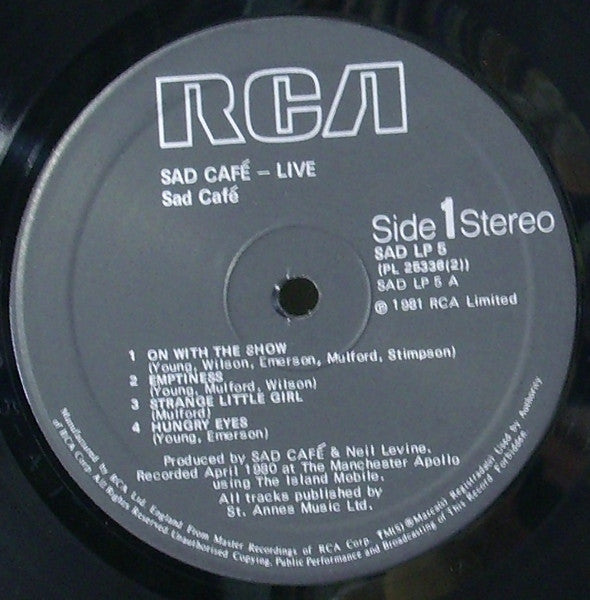 Sad Café : Live In Concert (2xLP, Album)