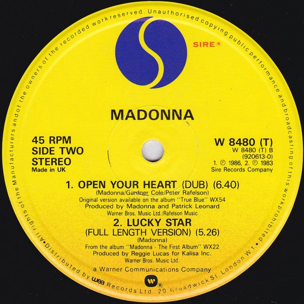 Madonna : Open Your Heart (12", Single)
