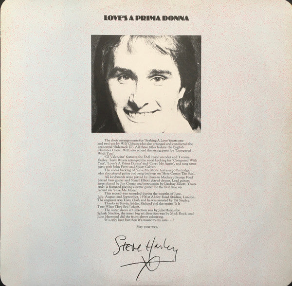 Steve Harley & Cockney Rebel : Love's A Prima Donna (LP, Album)