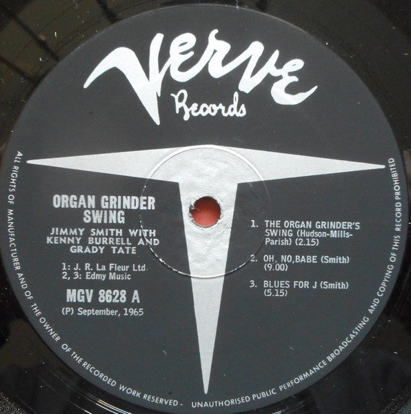 The Incredible Jimmy Smith* Featuring Kenny Burrell And Grady Tate : Organ Grinder Swing (LP, Album)