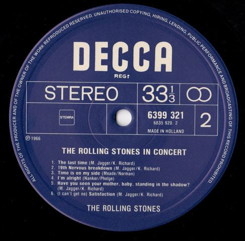 The Rolling Stones : In Concert (2xLP, Comp)