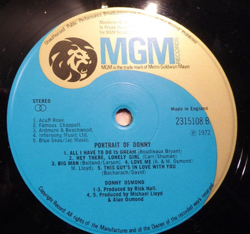 Donny Osmond : Portrait Of Donny (LP, Album)