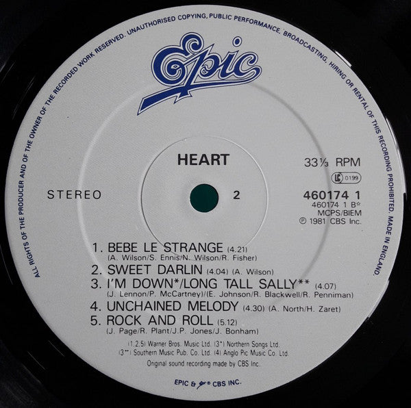 Heart : Heart (LP, Album, RE)