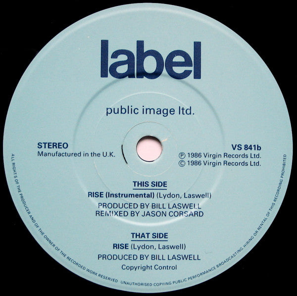 Public Image Ltd.* : Rise (7", Single)