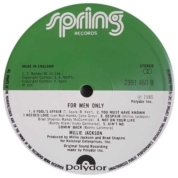 Millie Jackson : For Men Only (LP, Album)
