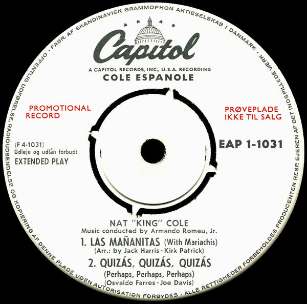 Nat "King" Cole* : Cole Español (Part 1) (7", EP, Promo)