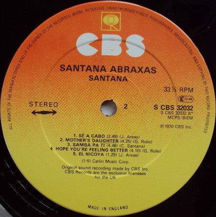 Santana : Abraxas (LP, Album, RE)