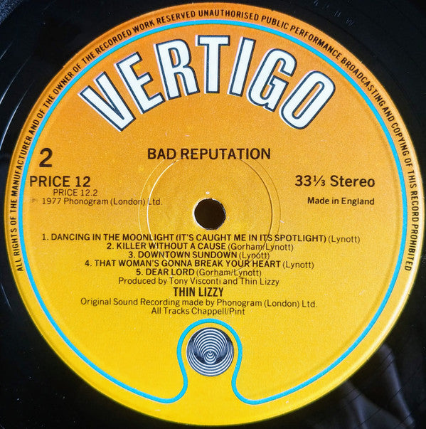 Thin Lizzy : Bad Reputation (LP, Album, RE)