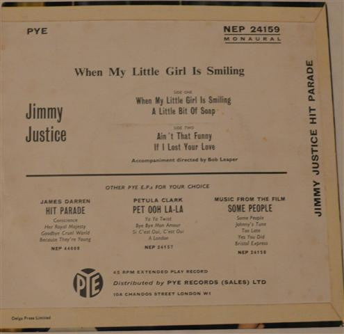 Jimmy Justice : When My Little Girl Is Smiling (7", EP, Mono)