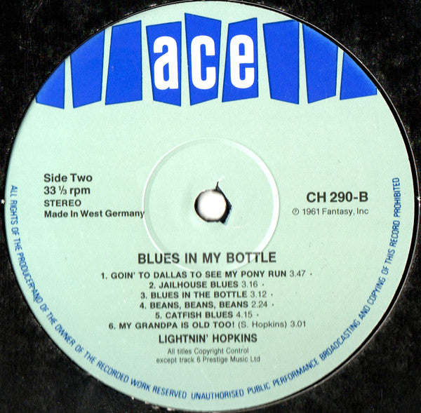 Lightnin' Hopkins : Blues In My Bottle (LP, Album, RE)