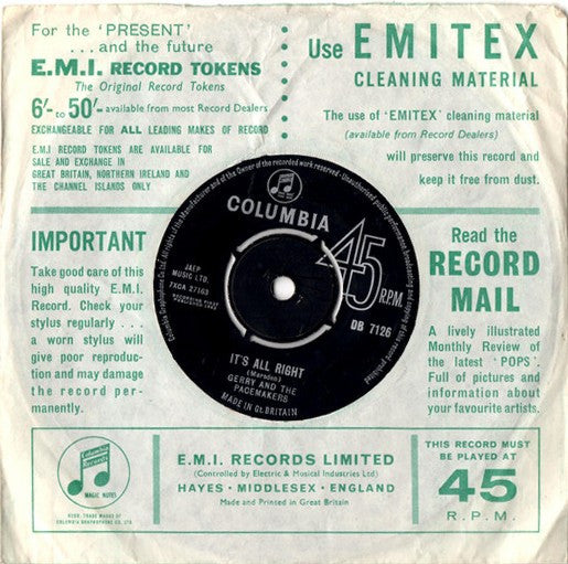 Gerry And The Pacemakers* : You'll Never Walk Alone (7", Single)