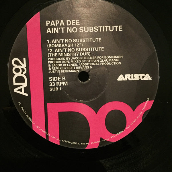 Papa Dee : Ain't No Substitute (12")