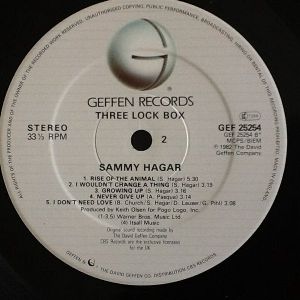 Sammy Hagar : Three Lock Box (LP)