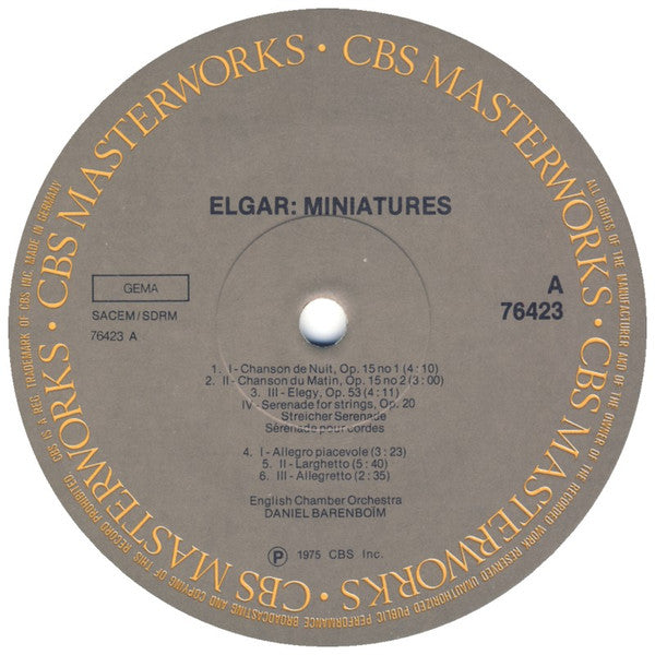 Elgar*, Daniel Barenboim, English Chamber Orchestra : Elgar Miniatures (LP)