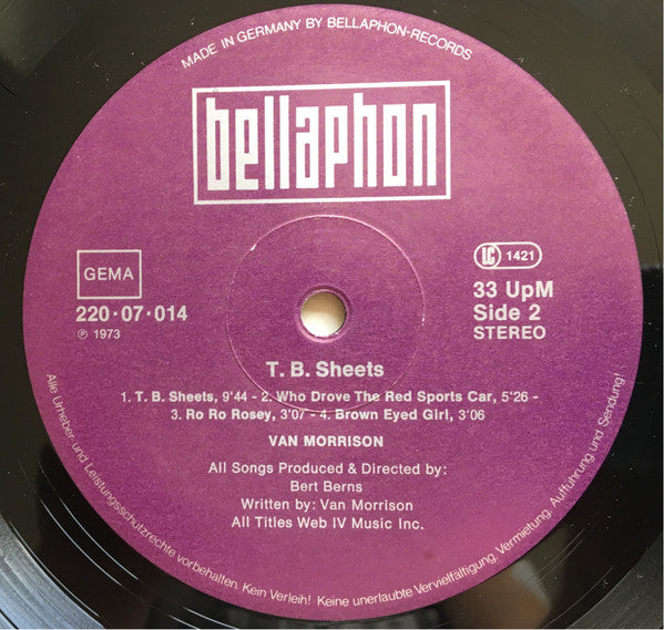Van Morrison : T.B. Sheets (LP, Album, RE)
