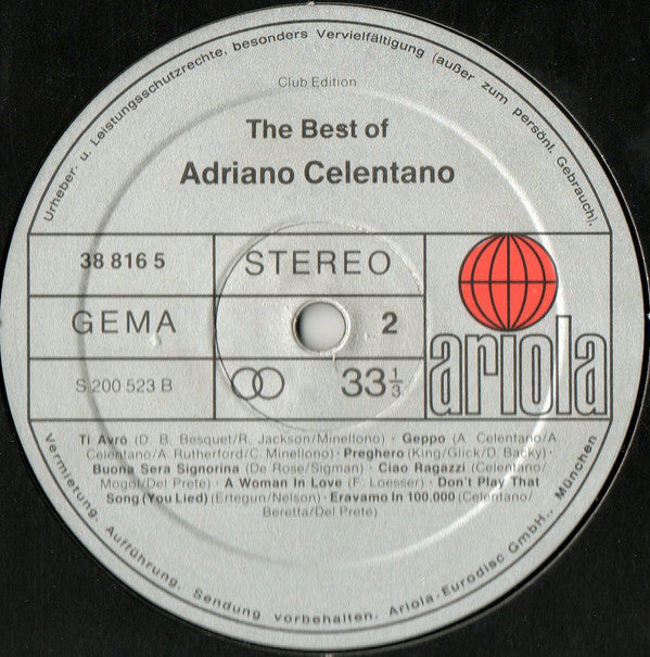 Adriano Celentano : The Best Of Adriano Celentano (LP, Comp, Club)