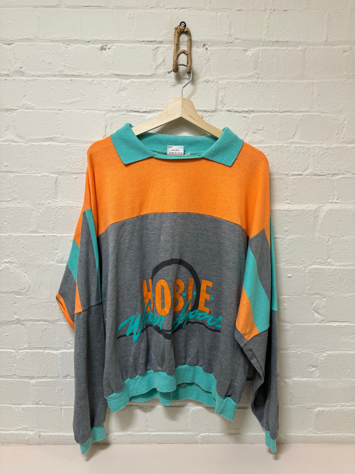 Hobie Collar Jumper Orange, Grey and Turquoise