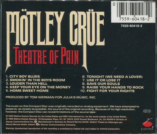 Mötley Crüe : Theatre Of Pain (CD, Album, RE)