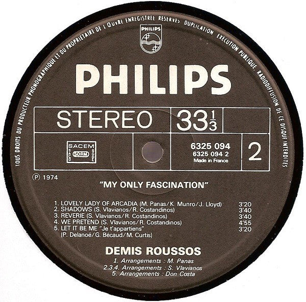 Démis Roussos* : My Only Fascination (LP, Album)