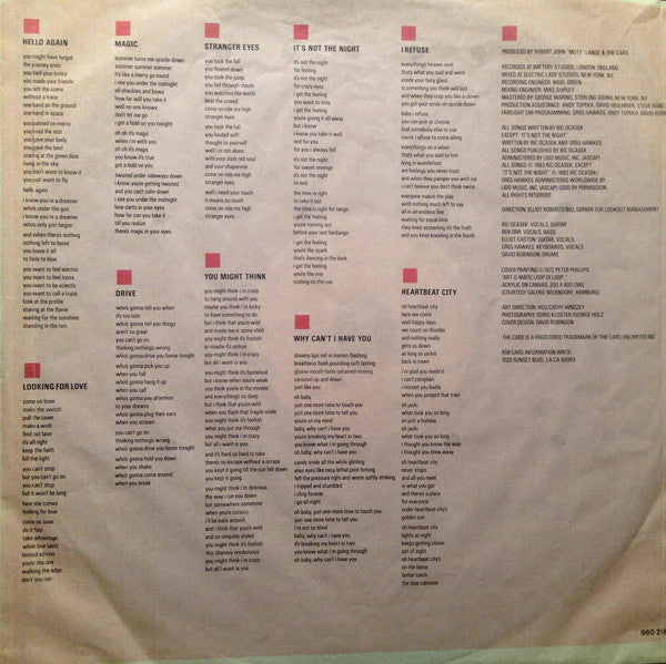 The Cars : Heartbeat City (LP, Album, Gat)