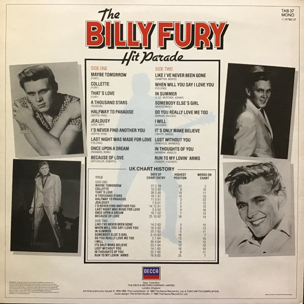 Billy Fury : The Billy Fury Hit Parade (LP, Comp, Mono)