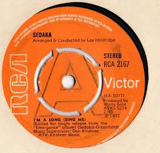 Sedaka* : I'm A Song (Sing Me) (7", Single, Promo)