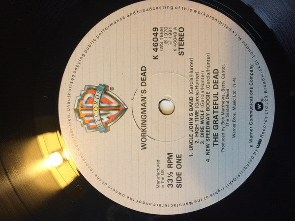 The Grateful Dead : Workingman's Dead (LP, Album, RE)
