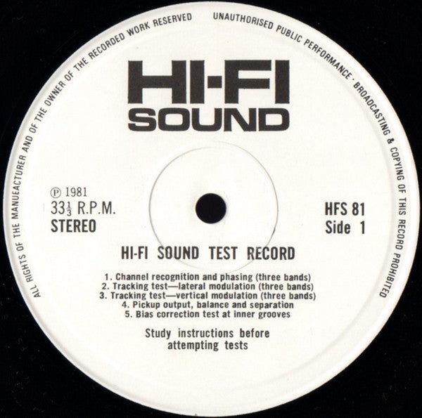No Artist : Stereo Test Record (LP)