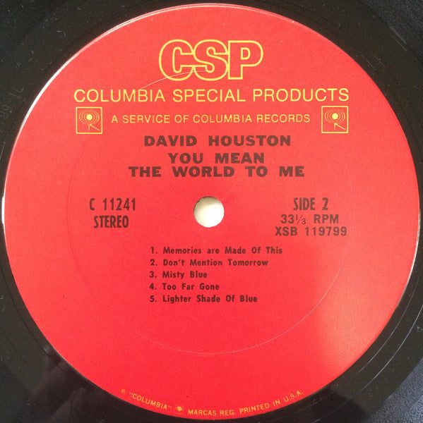 David Houston : You Mean The World To Me (LP, Album, Club)