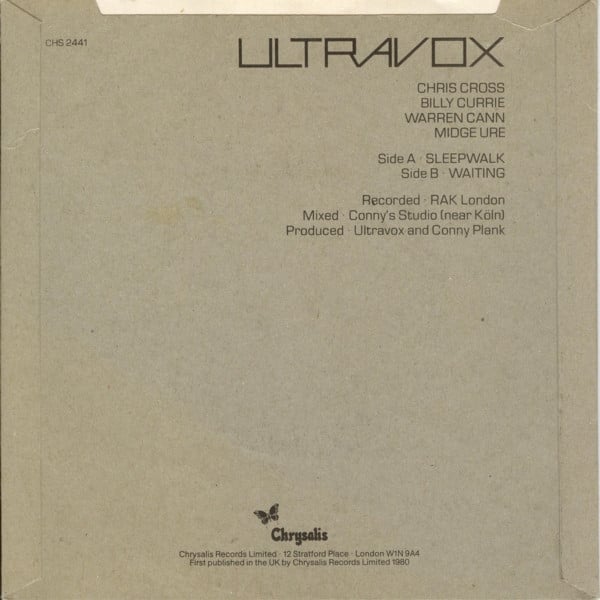Ultravox : Sleepwalk (7", Single, Cle)