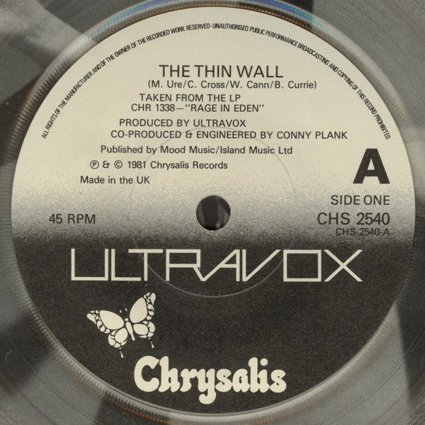 Ultravox : The Thin Wall (7", Single, Cle)