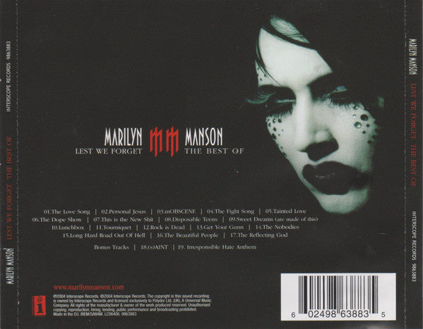 Marilyn Manson : Lest We Forget - The Best Of (CD, Comp, S/Edition, Son)