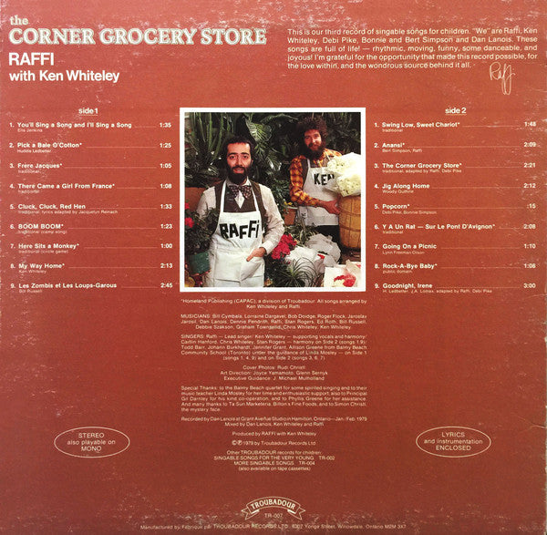 Raffi (2) With Ken Whiteley : The Corner Grocery Store (And Other Singable Songs) (LP, Album)
