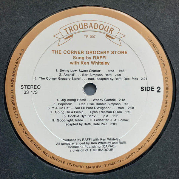 Raffi (2) With Ken Whiteley : The Corner Grocery Store (And Other Singable Songs) (LP, Album)