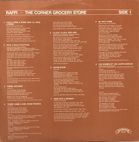 Raffi (2) With Ken Whiteley : The Corner Grocery Store (And Other Singable Songs) (LP, Album)