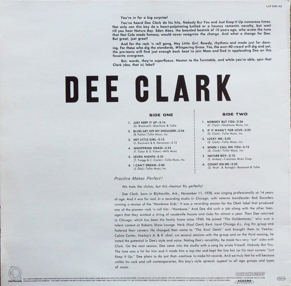 Dee Clark : Dee Clark (LP, Album, Mono, RE)