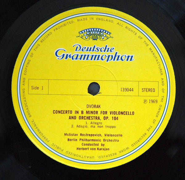 Dvořák* / Tchaikovsky* – Mstislav Rostropovich · Berlin Philharmonic* · Herbert von Karajan : Cello Concerto / Variations On A Rococo Theme (LP, RE)