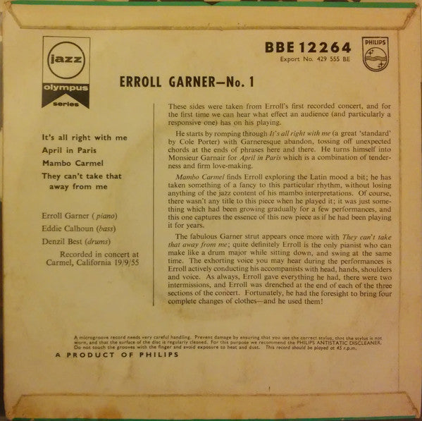 Erroll Garner : Erroll Garner - No.1 (7", EP)