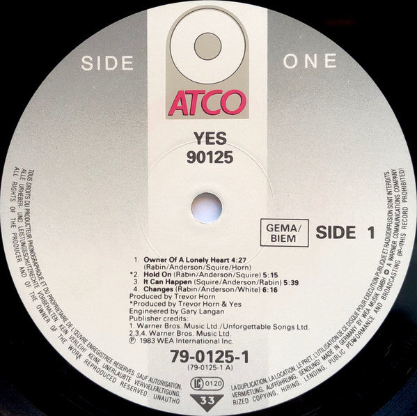 Yes : 90125 (LP, Album)