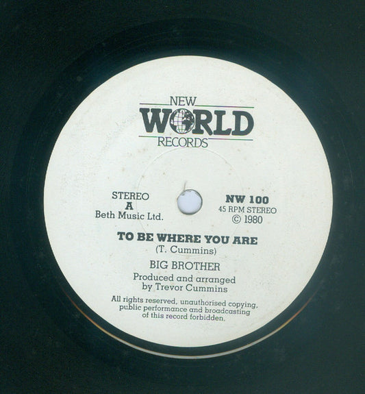 Big Brother (26) : To Be Where You Are (7", Single)