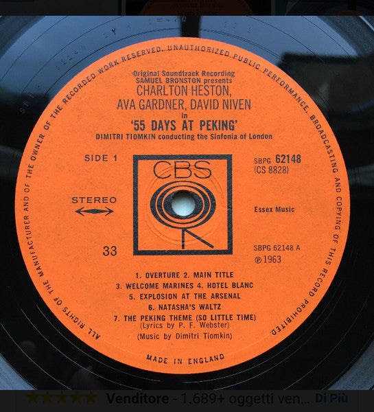 Dimitri Tiomkin : 55 Days At Peking (The Original Soundtrack Recording) (LP, Album)