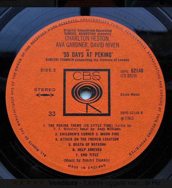 Dimitri Tiomkin : 55 Days At Peking (The Original Soundtrack Recording) (LP, Album)