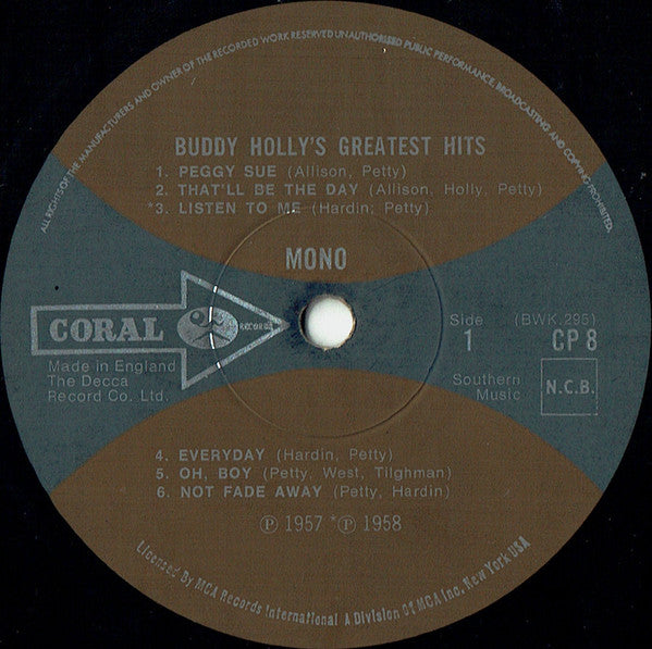 Buddy Holly : Buddy Holly's Greatest Hits (LP, Comp, Mono, RP, Bro)