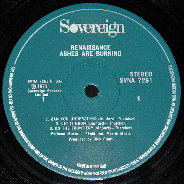 Renaissance (4) : Ashes Are Burning (LP, Album, Gat)